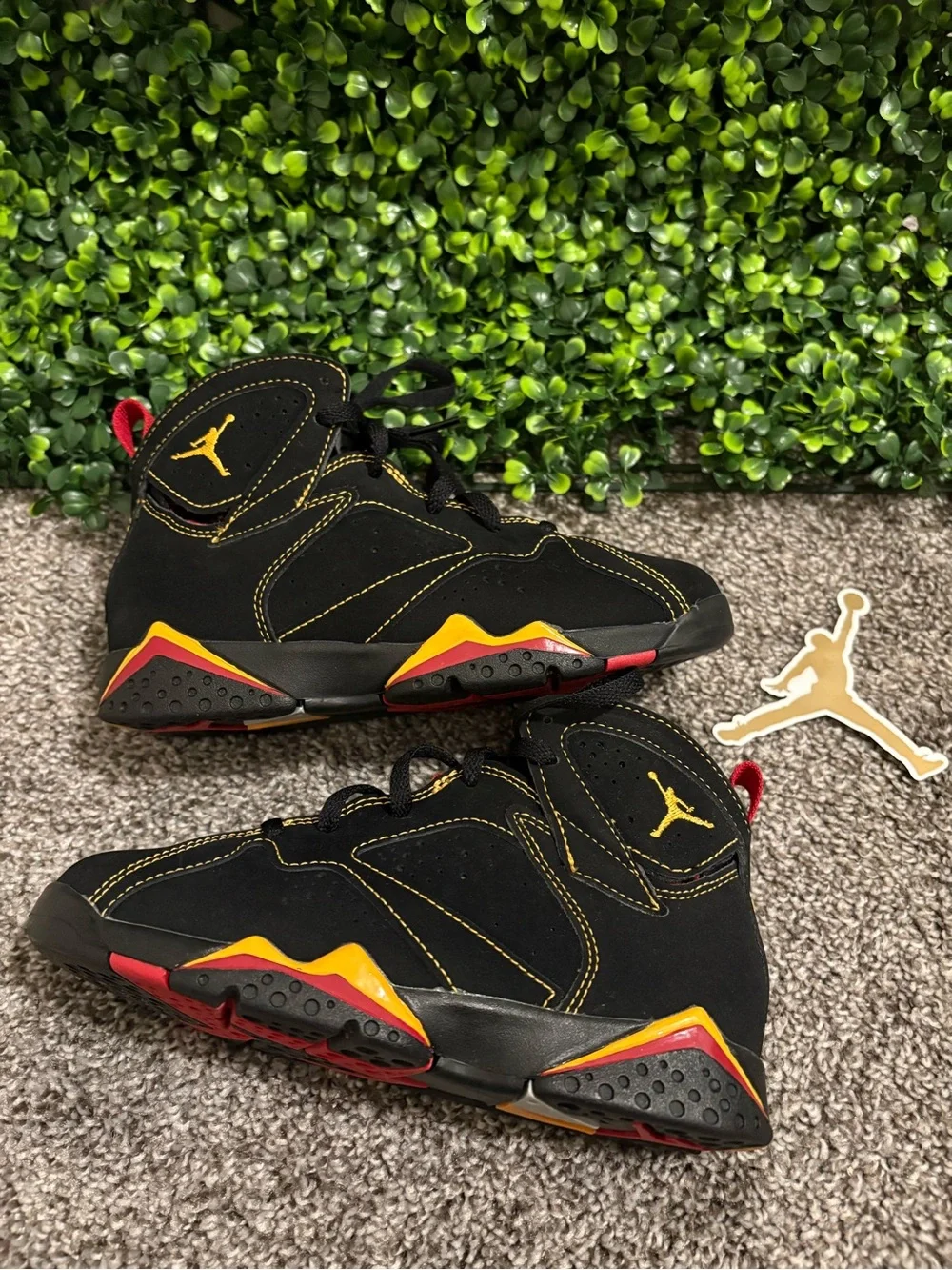 Jordan Kids Black Sneakers with Yellow & Red Accents